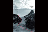 Il tracciato di salita dalla ferrata delle roccette (foto Beno)